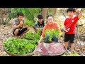 Mommy sros lead darik brother collect neem for salad crispy pork belly cooking  cooking with sros