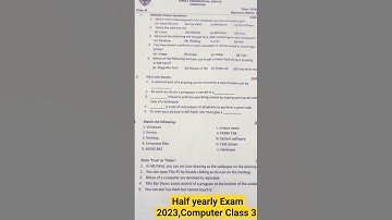 Half yearly Exam Question paper 2023 /Class-3 ka Computer paper /CBSE Exam paper #shortsfeed #shorts