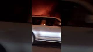 حريق بقالة في حي لبن اليوم تاريخ 30/8/2018