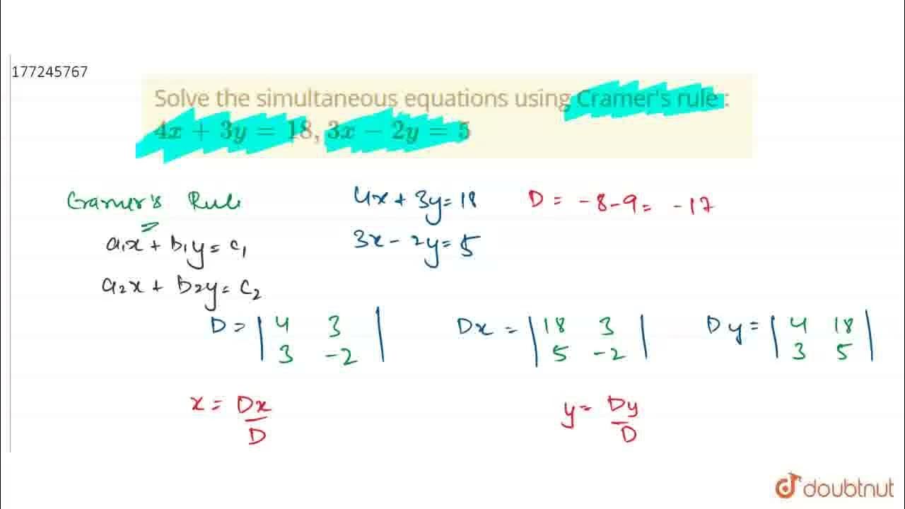 4x 3y 18 3x 2y 5 By Cramer S Rule