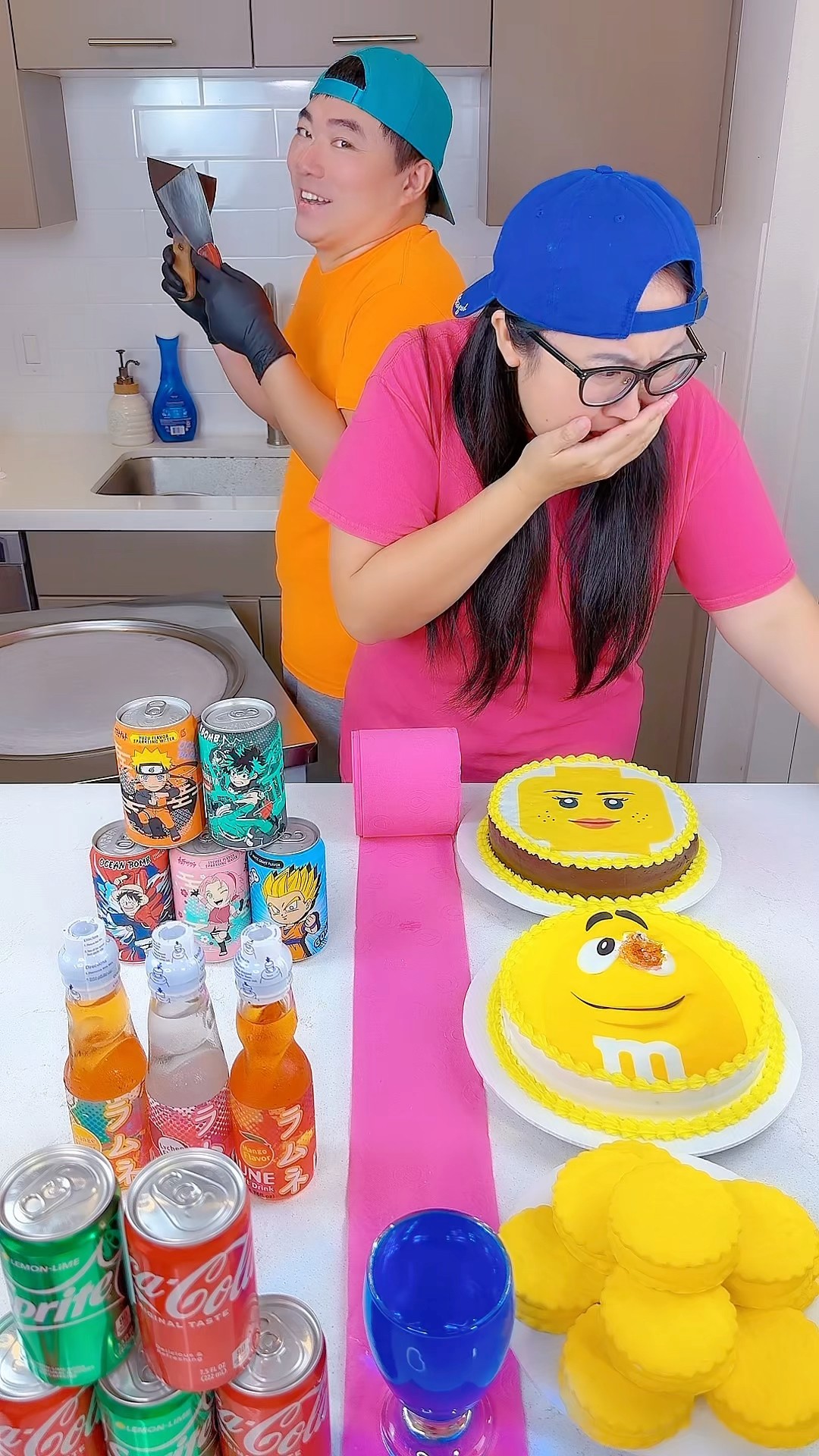 Yellow foods vs Popular drinks ice cream challenge!? #funny by Ethan Funny Family