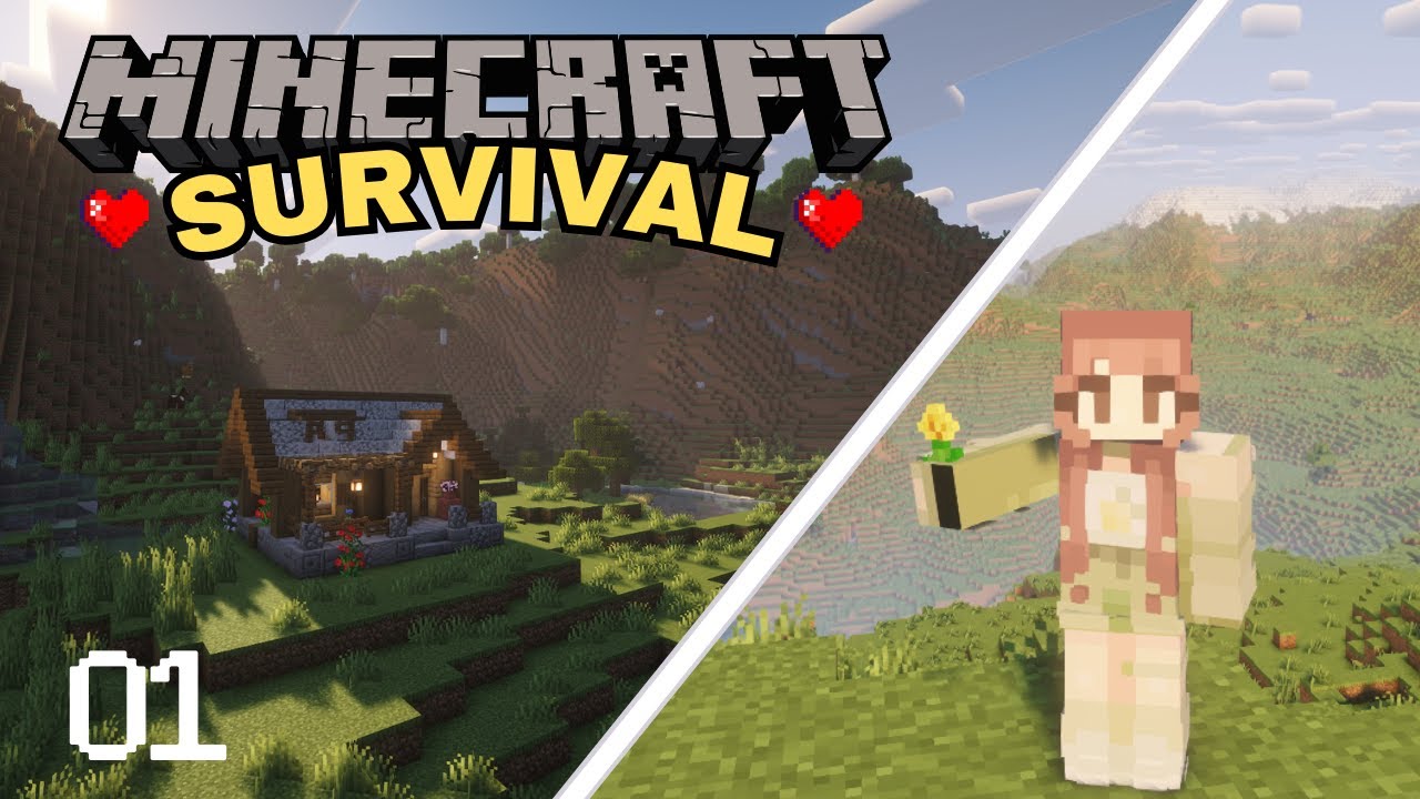 Minecraft Survival – Building a Cozy Starter Cottage (Ep. 1)