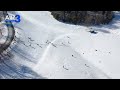 Air3 flies over the Mary Baldwin University hill on a snow day