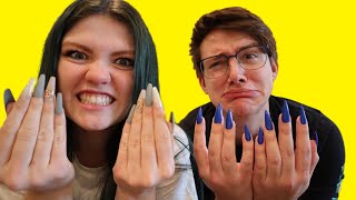 Wearing Long Nails for 24 Hours Challenge! | Audrey and Spencer
