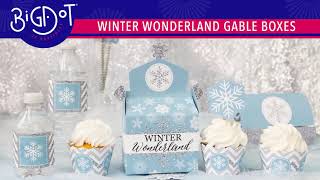 Winter Wonderland Snowflake Holiday Birthday Party, Baby Shower Gable Boxes | Big Dot of Happiness