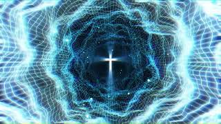 Electronic grid tunnel leading to cross loop video background