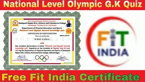National Level Olympic General Knowledge Quiz I Fit India Varified Certificate I Digital Classroom I