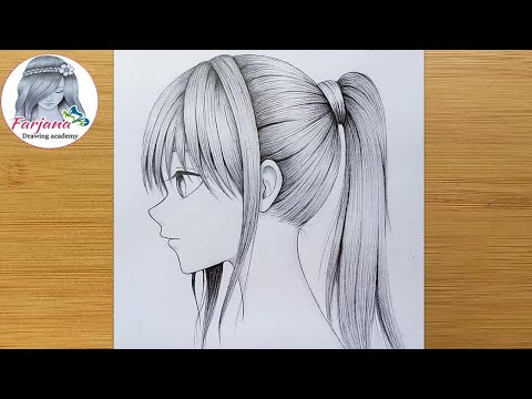 how to draw anime girl hair step by step