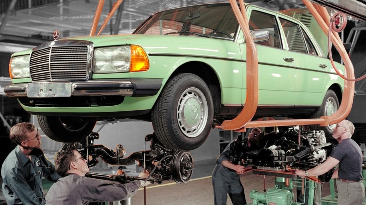 How Mercedes W123 was built in 1976 – Building legendary W123 “The Tank” (Retro Factory tour)