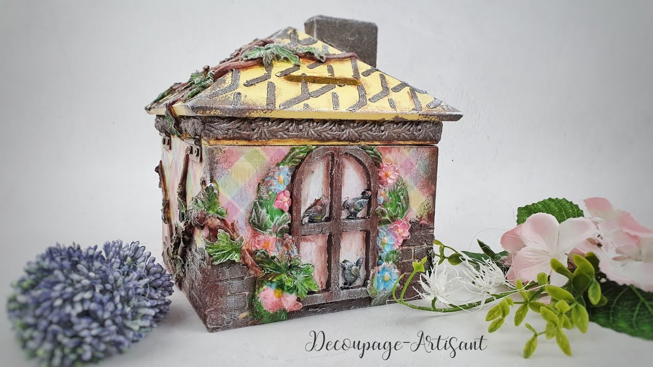 Decoupage 🏠 piggy bank, cottage 🌼skarbonka, domek #cadence #DIY tutorial...