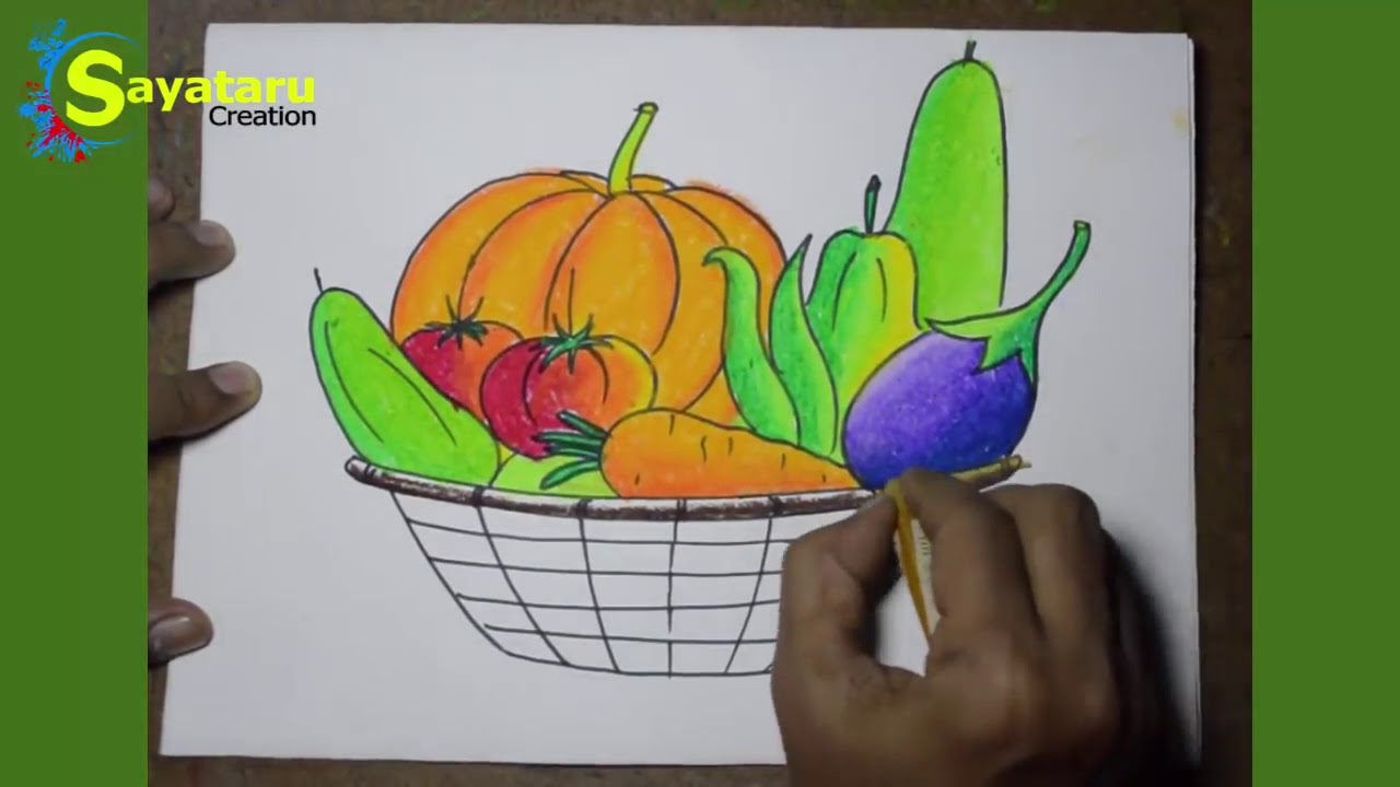 How to draw a Vegetables Basket easy and simple ...