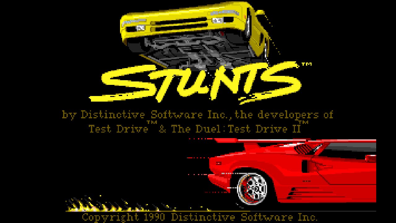 STUNTS: 4D Sports Driving (PC/DOS) 1990, Distinctive Software Inc