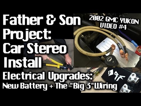 Father & Son Car Audio Install - GMC Yukon - Electrical Upgrades Big 3 Wiring - Video #4