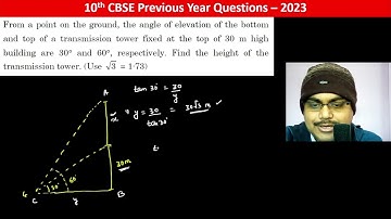 From a point on the ground, the angle of elevation of the bottom and top of a transmission tower