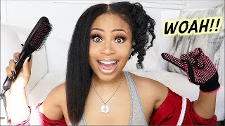 STRAIGHTEN IN 5 MINS?!? | Trying Straightening Brush on Natural Hair