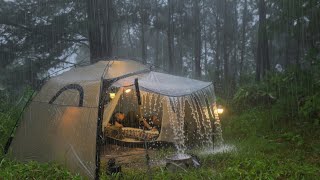 CAMPING DI TENGAH HUJAN DERAS DAN BADAI PETIR EXSTREAM ⛈️ BERSANTAI DI DALAM TENDA HANGAT DAN NYAMAN