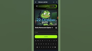 Memecoins Lab Bot | memmecoin Cipher Code | 22 October | Memelab Daily Cipher video code |