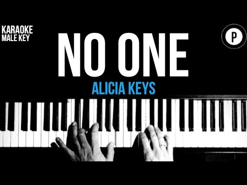 Alicia Keys - No One Karaoke SLOWER Acoustic Piano Instrumental Cover Lyrics MALE KEY