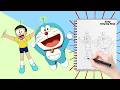 ✏️ How to Draw Doraemon & Nobita Flying | Easy Step-by-Step Drawing for Kids | Bamboo Copter Drawing