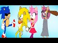 Sonic hyper Cartoon Sonic Super Amy Rose vs Sonic exe Eggman - pacman sony the hedgehog