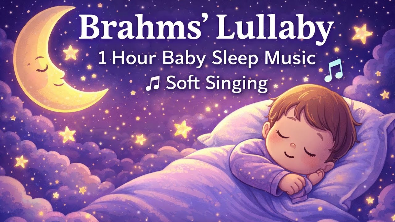 Calm Bedtime Lullaby for Babies – Brahms’ Lullaby (1 Hour) 💤