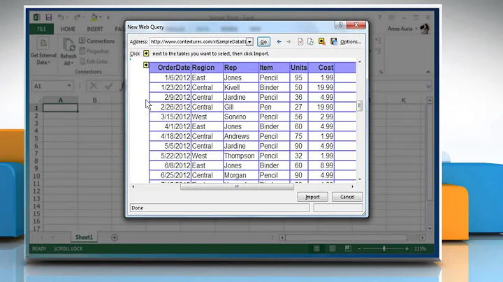 How to import external data from websites into Excel 2013 spreadsheets :Tutorial