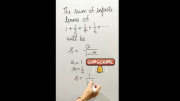Find the sum of infinite terms of   1+1/2 + 1/4+1/8+... +.........#maths#shorts#short trick