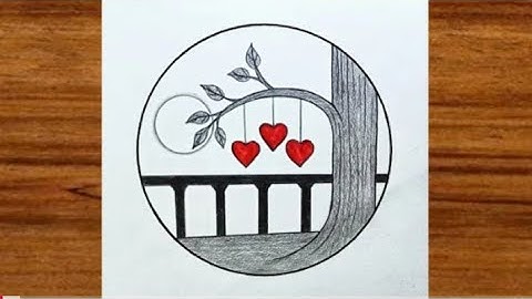 Easy circle scenery drawing | How to draw pencil sketch scenery | Beautiful nature scenery drawing