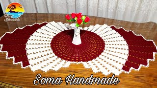 مفرش كروشيه بيضاوي كبير سهل وبسيط||Crochet an  easy & oval table runner 🔥🔥