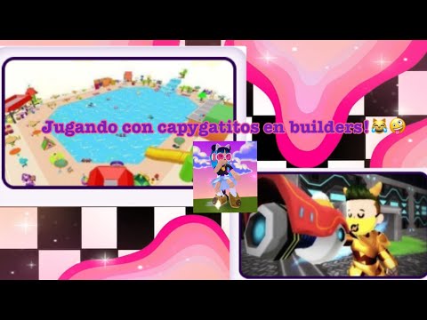 PK XD 🩵 Jugando con mis capygatitos en builders! 😉🤪😂