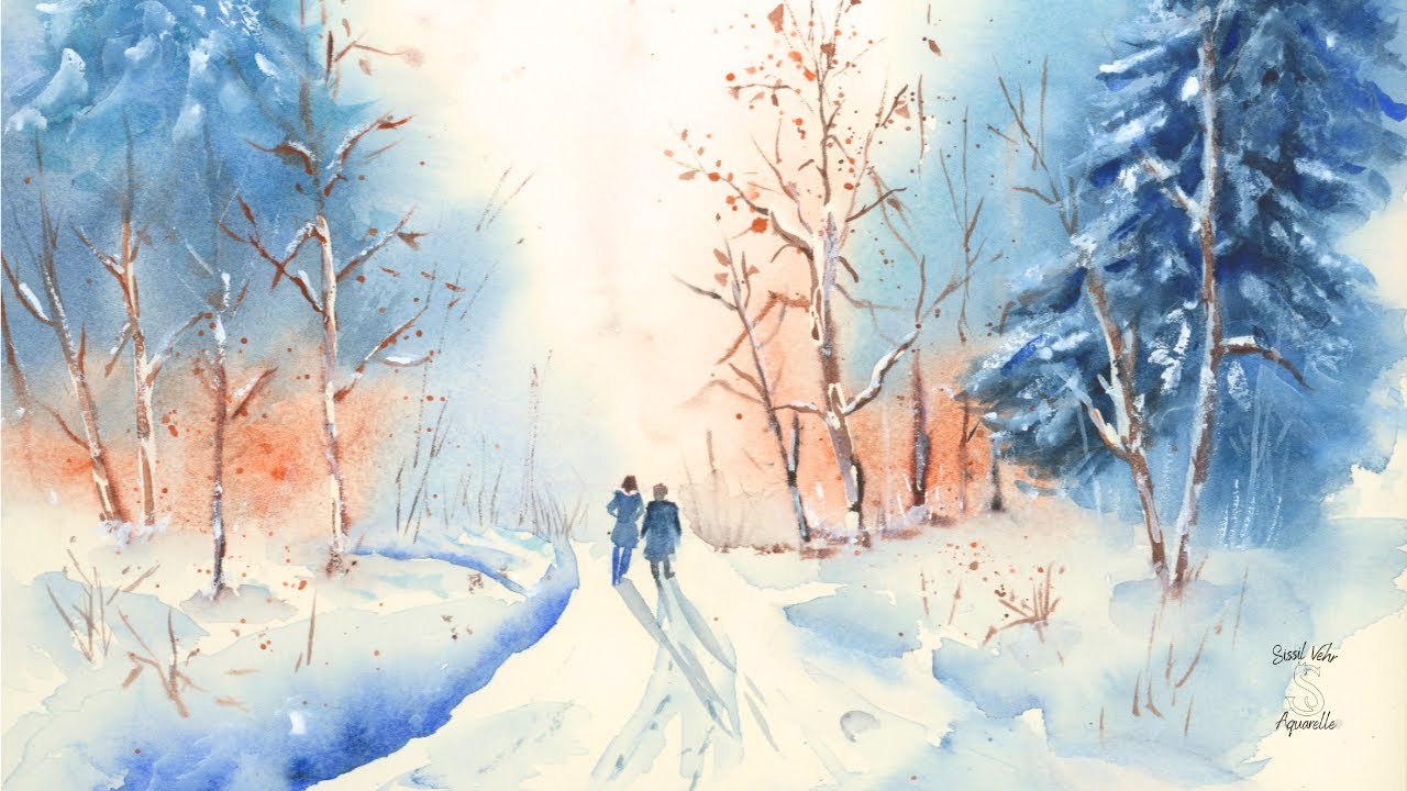 Aquarelle : Oser peindre un paysage d’hiver sans esquisse ❄️