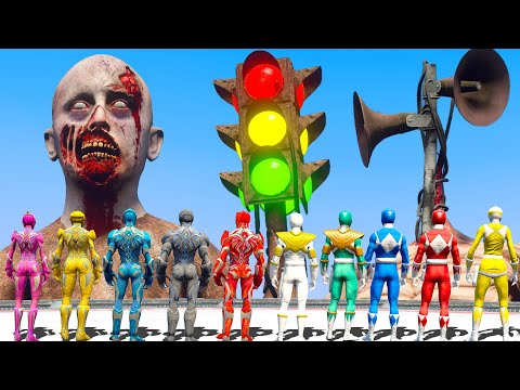 Power Rangers FOUND Giant Angry Siren Head Army | Superheroes VS Monster | Monster Universe