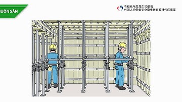 Công tác thi công cốp pha/Biện pháp phòng ngừa rơi ngã từ trên cao (giàn giáo, v.v...)（ベトナム語／建設業