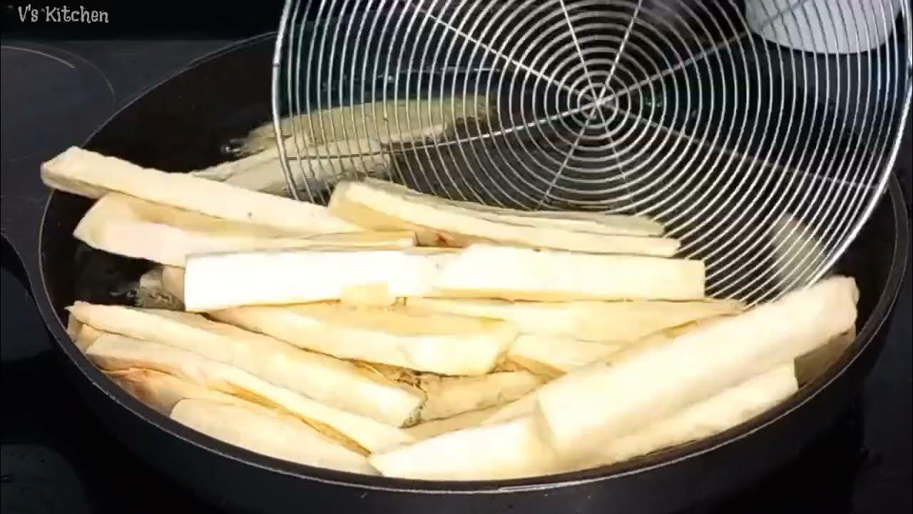 How To Fry Yam Chips 🍟 West African Yam Fries Recipe YouTube