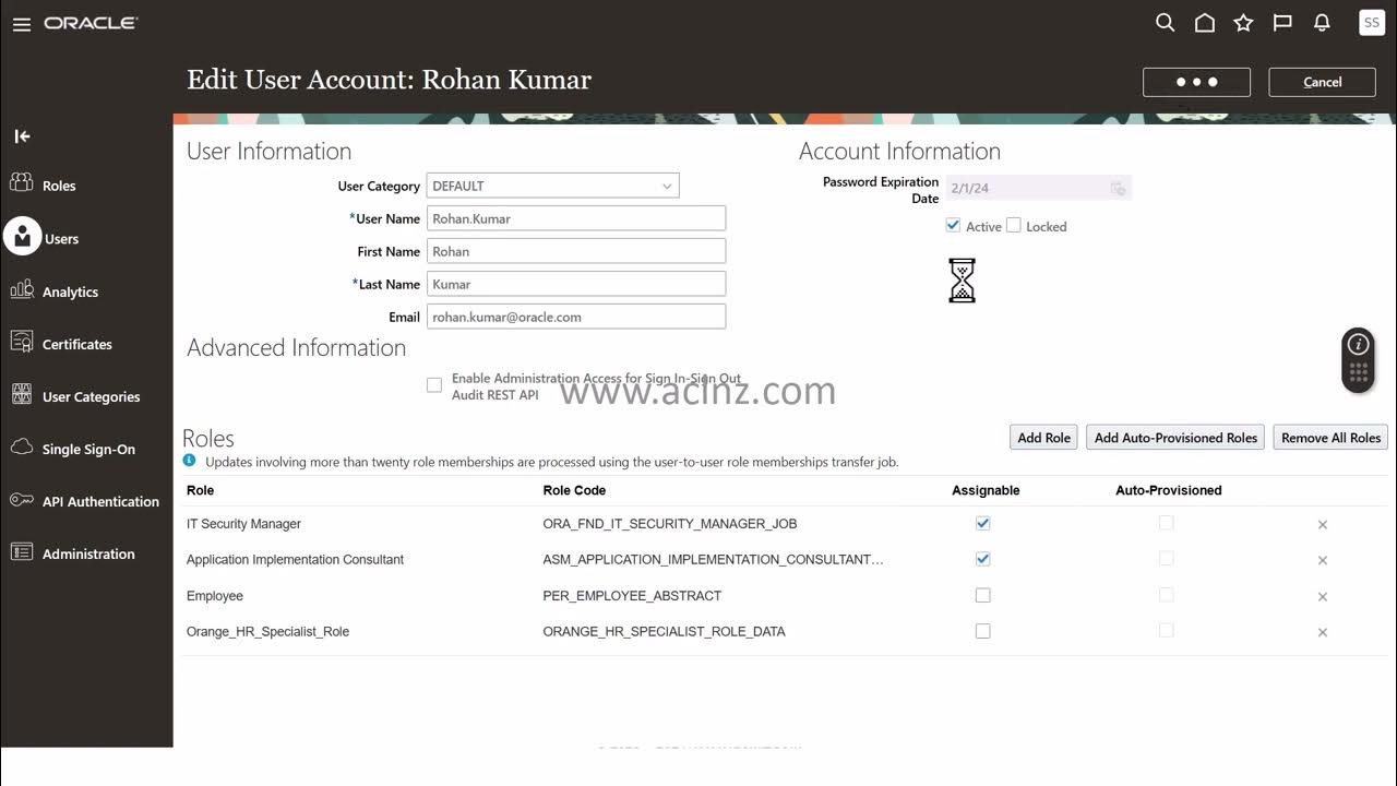 How to assign roles to users for oracle fusion saas implementation on