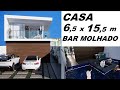 CASA DE 6 x 15 m - SOBRADO 3 DORMITÓRIOS - BAR MOLHADO