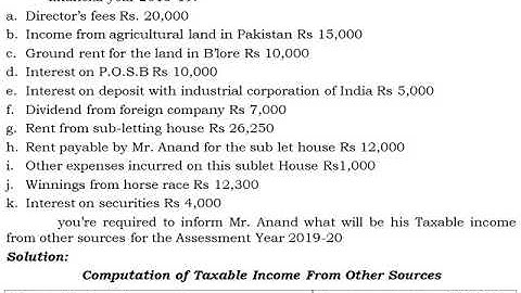 Problems on Income From Other Sources