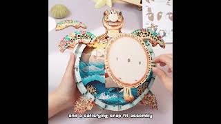 Craft Your Own Ocean Magic: Cutywood Sea Turtle DIY Wooden Clock, 3D Puzzle Craft Kit