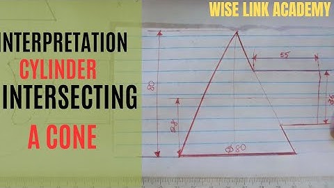 interpenetration of a cylinder intersecting a cone (TECHNICAL DRAWING). Engineering drawing 👌