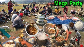 Panchauli MEGA PARTY in The Village | Buffalo Meat Cutting Cooking & Eating | Village Life of Nepal