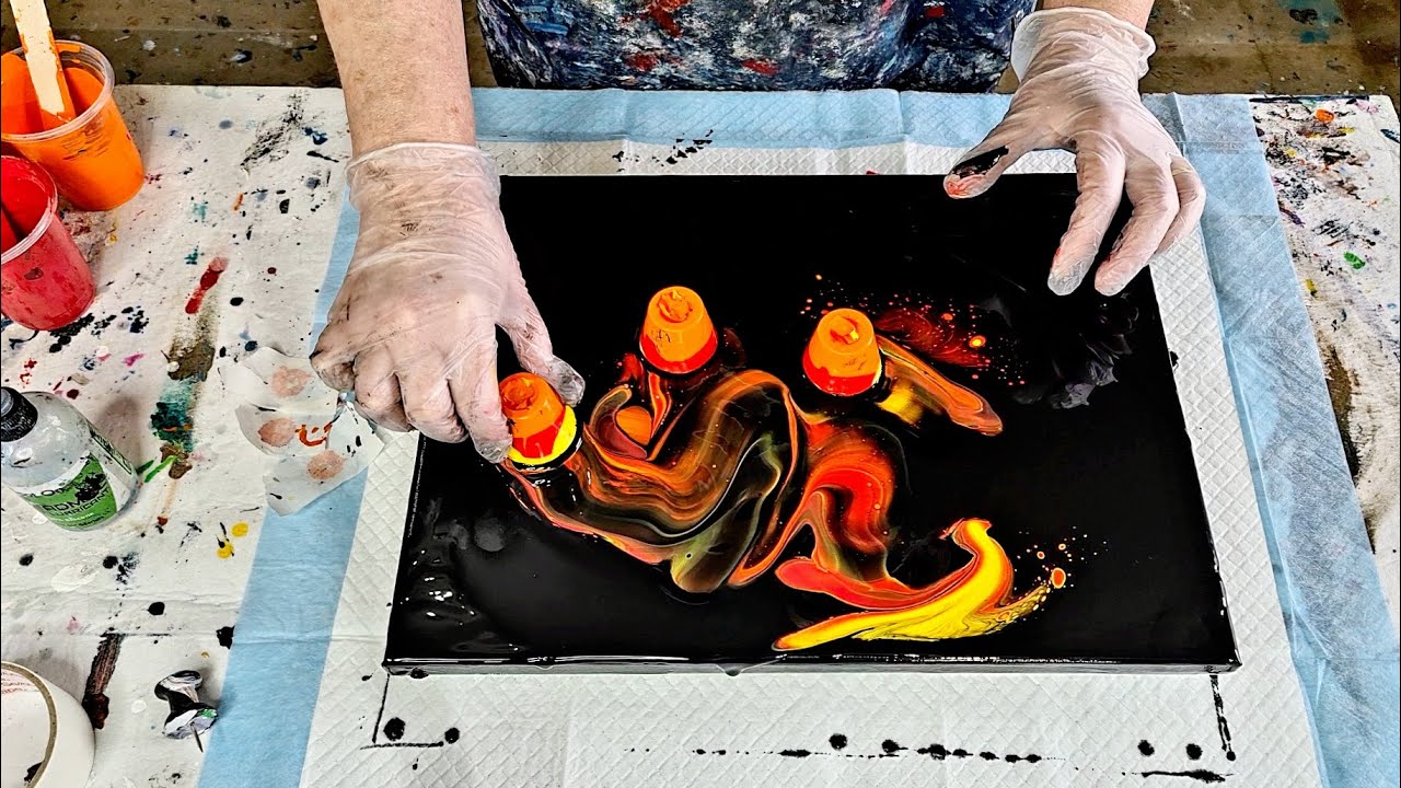 #1216 Amazing Results From This Three Floating Cup Acrylic Pour - YouTube