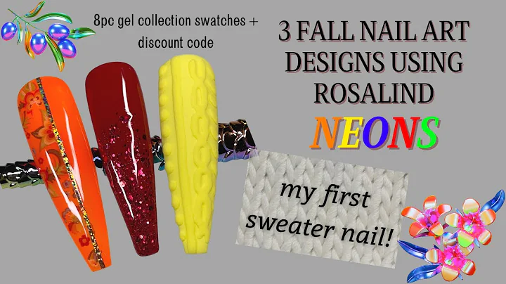 3 EASY FALL NAIL ART DESIGNS  How To Sweater + Foils | Rosalind 8pc Neon Collex Under $6?!