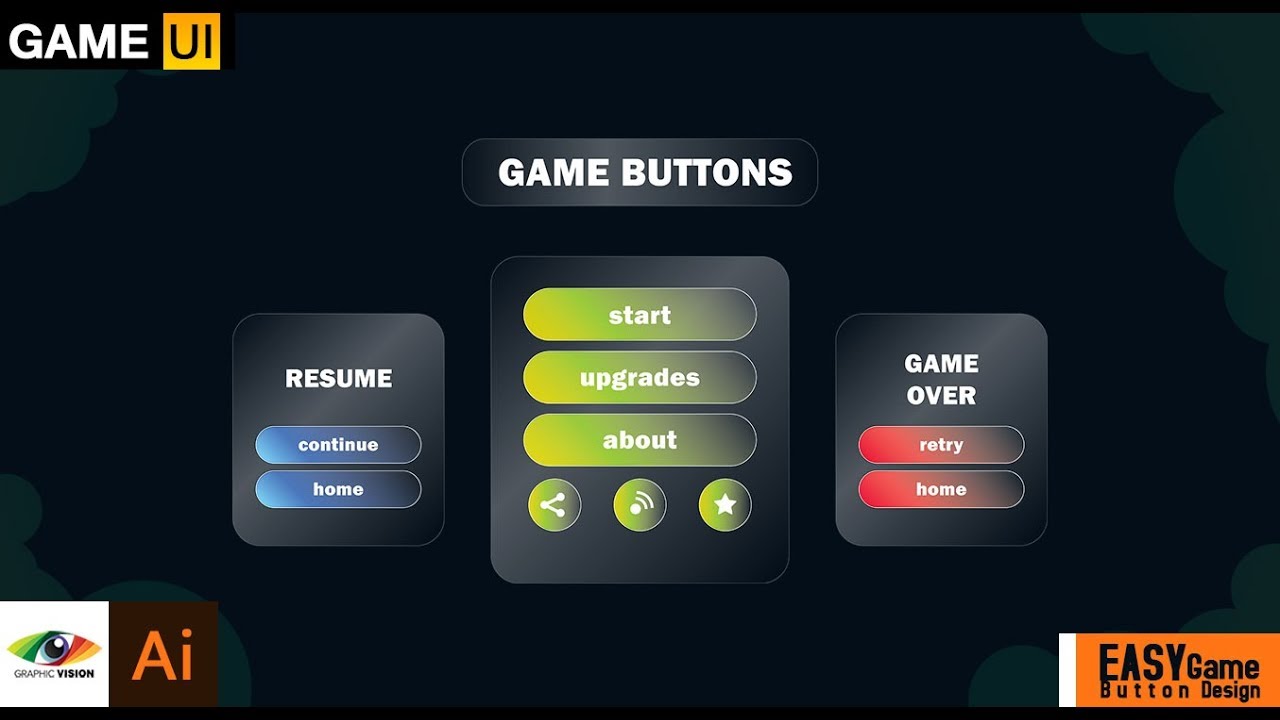Creating Super Easy Game Buttons Ui Design Mobile Game Menu Youtube