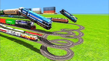 BUMPY CROSSING WITH CURVE CIRCLE ⭕ CROSSING ON SIX TRAINS OR FOUR TRACKS RAILROADCROSSIN |Train Sim|