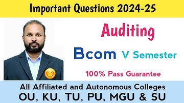 Auditing Important Questions 2024 -25 Bcom General Honours V Semester 5th Sem Imp OU KU PU TU SU MGU