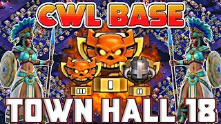 ANTI META TH18 CWL BASE + LEGEND BASES WITH COPY LINKS + DEFENCE REPLAY || TH18 CWL BASE ANTI 3 STAR screenshot 1
