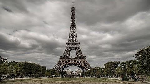 Eiffel Tower & Champ de Mars, Cloudy Sky, Paris - Time Lapse 4K (Royalty Free Footage)
