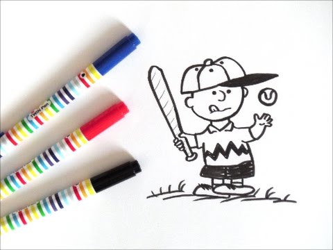 野球をしているチャーリー ブラウンの描き方 スヌーピーキャラクター How To Draw Snoopy Character 그림 Youtube