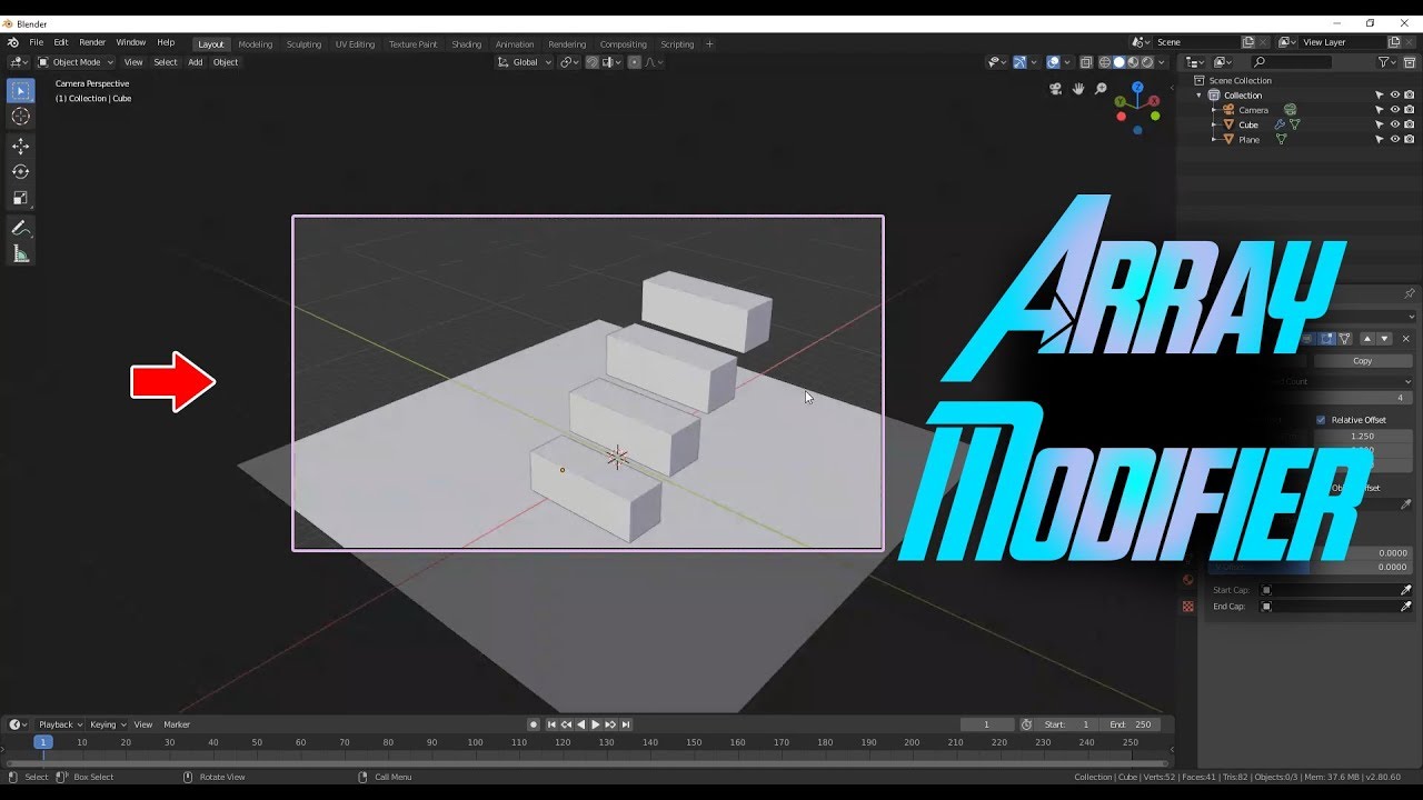 Blender Tutorial-Learning About Array Modifier in Blender v2.8 Beta ...