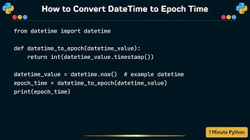 How to Convert DateTime to Epoch Time